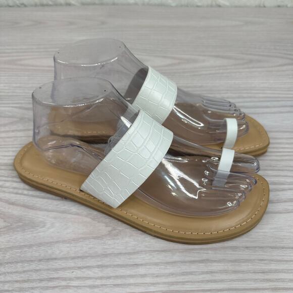 Universal Thread Bundle Flat Sandals 8.5 Brown White Slingback Roe Ring Comfort - Picture 6 of 14